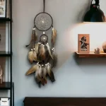 1 Pc Indian Dream Catcher with Brown Feathers - Wall Hanging Dream Catcher Bedroom Accessories - Wind Chime Dream Catcher - Image 11