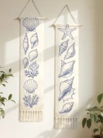 Boho Shell & Conch Wall Tapestry, White Hanging Decor Tapestries with Tassel, Beach Style Home Wall Art for Bedroom, Living Room - Image 16
