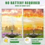 Solar Fountain with 6 Nozzles - 1.4W Solar Panel Floating Water Pump for Bird Baths, Pools,Garden DIY Waterfall Yard Decor - Image 23