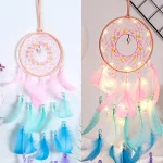 Colorful Dream Catchers Handmade Wall Hanging Decoration for Girl Bedroom Window Bedside Ornaments Make Wish Blessing Birth Gift