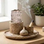 4-in-1 Ceramic Incense Burner for Aromatherapy Meditation Yoga and Home Decor Includes Sage Holder and Incense Holder for Sticks