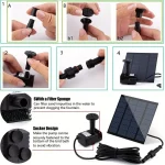 Solar Fountain with 6 Nozzles - 1.4W Solar Panel Floating Water Pump for Bird Baths, Pools,Garden DIY Waterfall Yard Decor - Image 3