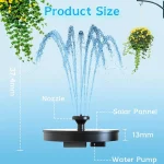 Solar Fountain Pump Outdoor Bird Bath Water Fountain with 6 Nozzles for Courtyard Garden Pool Pond Water Feature - Image 11