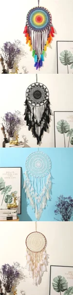 Dream Catcher Large Pendant Wedding Props Decoration White Feather Pendant Supplement Dream Network Creative Wall Hanging Gift - Image 11