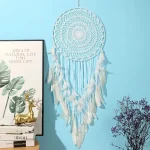 Dream Catcher Large Pendant Wedding Props Decoration White Feather Pendant Supplement Dream Network Creative Wall Hanging Gift - Image 5