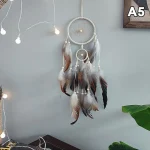 1 Pc Indian Dream Catcher with Brown Feathers - Wall Hanging Dream Catcher Bedroom Accessories - Wind Chime Dream Catcher - Image 8