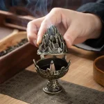 Vertical Incense Burner Mini Alloy Hollow Incense Holder Portable Tabletop Ornament Home Aromatherapy Burner Desk Decoration - Image 2