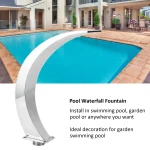 Pool Waterfall Fountain G1 Internal Thread 304 Stainless Steel Rounded Curved Design Outdoor Pool Fountain For Playground
