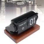 Mechanical  Clock Accurate Timer  Desk Clock Decorative Automatic Page Turning Calendar with Wood Base for Living Room - Image 4