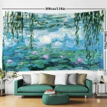 Tapestry Water Lilies By Claude Monet Oil Paintings Flowers Wall Hanging Art Home Decor Polyester Tapestry for Living Room Bedro - Image 12