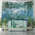 Tapestry Water Lilies By Claude Monet Oil Paintings Flowers Wall Hanging Art Home Decor Polyester Tapestry for Living Room Bedro - Image 11