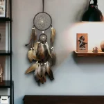1 Pc Indian Dream Catcher with Brown Feathers - Wall Hanging Dream Catcher Bedroom Accessories - Wind Chime Dream Catcher - Image 7