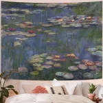 Tapestry Water Lilies By Claude Monet Oil Paintings Flowers Wall Hanging Art Home Decor Polyester Tapestry for Living Room Bedro - Image 17