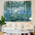 Tapestry Water Lilies By Claude Monet Oil Paintings Flowers Wall Hanging Art Home Decor Polyester Tapestry for Living Room Bedro - Image 3