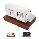 Mechanical  Clock Accurate Timer  Desk Clock Decorative Automatic Page Turning Calendar with Wood Base for Living Room - Image 5