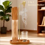 2in1 Incense Holder Anti-Ash Flying Incense Burner with Removable Glass Ash Catcher and Incense Sticks Organizer Home Decoration