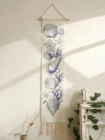 Boho Shell & Conch Wall Tapestry, White Hanging Decor Tapestries with Tassel, Beach Style Home Wall Art for Bedroom, Living Room - Image 24