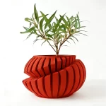 Eco-Friendly 3D Printed Flower Pot Irregular Geometric plant pot with Textured Lines for Tabletop Decor & Sustainable Gift - Image 8