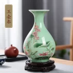 Jingdezhen Porcelain Vase ornament, living room flower arrangement, dry flower, antique lotus pattern, Celadon Glaze vases - Image 9