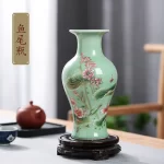 Jingdezhen Porcelain Vase ornament, living room flower arrangement, dry flower, antique lotus pattern, Celadon Glaze vases - Image 13