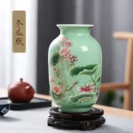 Jingdezhen Porcelain Vase ornament, living room flower arrangement, dry flower, antique lotus pattern, Celadon Glaze vases - Image 7