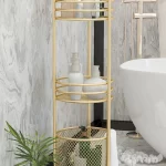 Nordic 3 Layer Golden Metal Bathroom Storage Basket Floor Multi-layer Multi-function Basket Shelf полка напольная в ванну