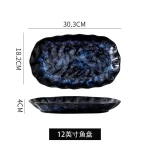 Ceramic Dinner Plates and Bowls, Blue Dishes, Creative Japanese Retro Kiln Changed Tableware Set, Dinnerware - Image 11