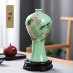 Jingdezhen Porcelain Vase ornament, living room flower arrangement, dry flower, antique lotus pattern, Celadon Glaze vases - Image 11