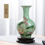 Jingdezhen Porcelain Vase ornament, living room flower arrangement, dry flower, antique lotus pattern, Celadon Glaze vases - Image 8