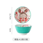 Cartoon Animal Porcelain Dinner Plate Cute Children's Bowl Christmas Decoration Dishes Household Ceramic Elk Bear Rabbit Bowl - Image 8