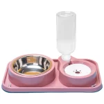 Automatic Pet Cat Feeder Waterer Detachable Dog Cat Stainless Steel Bowl Anti-Leak Water Fountain Slanted Raised Cat Food Bowls - Image 8