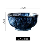 Ceramic Dinner Plates and Bowls, Blue Dishes, Creative Japanese Retro Kiln Changed Tableware Set, Dinnerware - Image 14