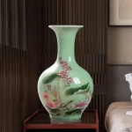Jingdezhen Porcelain Vase ornament, living room flower arrangement, dry flower, antique lotus pattern, Celadon Glaze vases - Image 3