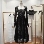 3meters long black and white strands eyelash lace lace fabric handmade diy tablecloth dress wedding dress fabric - Image 5