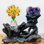 Crystal Sunflower Figurines & Miniature Glass Craft Fengshui Ornament Crystal Figurines Glass Paperwight Home Decor Love Present - Image 2