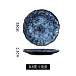 Ceramic Dinner Plates and Bowls, Blue Dishes, Creative Japanese Retro Kiln Changed Tableware Set, Dinnerware - Image 9