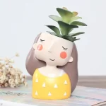 Succulents Planters Flower Pots Cactus Plant Pot Lovely Girl Head Bonsai Planter Pots Ornaments with Drainage Hole Table Decor - Image 4