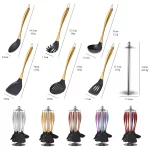 Gold Cooking Tool Set Silicone Head Kitchenware Stainless Steel Handle Soup Ladle Colander Set Turner Serving Spoon Kitchen Tool - Image 6