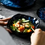 Ceramic Dinner Plates and Bowls, Blue Dishes, Creative Japanese Retro Kiln Changed Tableware Set, Dinnerware - Image 5