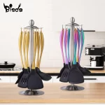 Gold Cooking Tool Set Silicone Head Kitchenware Stainless Steel Handle Soup Ladle Colander Set Turner Serving Spoon Kitchen Tool - Image 4