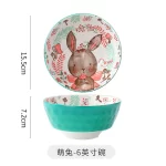 Cartoon Animal Porcelain Dinner Plate Cute Children's Bowl Christmas Decoration Dishes Household Ceramic Elk Bear Rabbit Bowl - Image 11