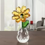 Crystal Sunflower Figurines & Miniature Glass Craft Fengshui Ornament Crystal Figurines Glass Paperwight Home Decor Love Present