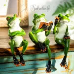 YES 1-2Pcs 3D Craft Resin Creative Thinking Reading Frog Model Figurine Home Office Tabletop Decor Gift Birthday Present