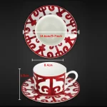 Ceramic Steak Plate Set, Coffee Cup and Saucer Bone China Dinnerware, Western Food Tray, Red Pattern Dishes, Afternoon Tea Cup - Image 6