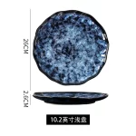 Ceramic Dinner Plates and Bowls, Blue Dishes, Creative Japanese Retro Kiln Changed Tableware Set, Dinnerware - Image 8