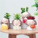 Succulents Planters Flower Pots Cactus Plant Pot Lovely Girl Head Bonsai Planter Pots Ornaments with Drainage Hole Table Decor - Image 2