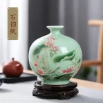 Jingdezhen Porcelain Vase ornament, living room flower arrangement, dry flower, antique lotus pattern, Celadon Glaze vases - Image 6