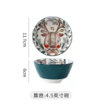 Cartoon Animal Porcelain Dinner Plate Cute Children's Bowl Christmas Decoration Dishes Household Ceramic Elk Bear Rabbit Bowl - Image 7