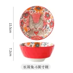 Cartoon Animal Porcelain Dinner Plate Cute Children's Bowl Christmas Decoration Dishes Household Ceramic Elk Bear Rabbit Bowl - Image 12