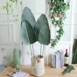 98CM 3pcs Large Artificial Plants Green Palm Tree Leaves Plastic Banana Tree Branch Wedding Garden Living Room Deco Accessories - Image 2